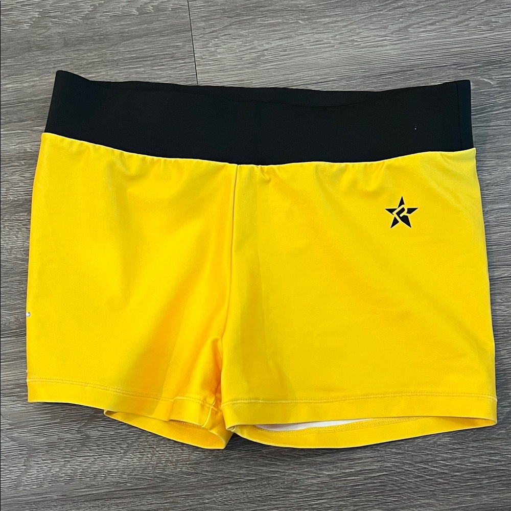 Yellow Athletic Shorts with Black Waistband